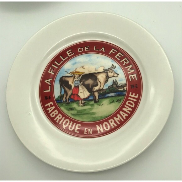 4 Restoration Hardware 8" Cheese Snack Plates 2003 Le Troupeau French Cows NIB - Picture 6 of 11